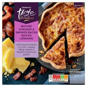 Sainsbury's Extra Mature Cheddar & Cherrywood Smoked Bacon Quich Lorraine, Taste the Difference 400g