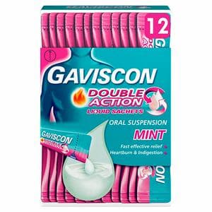 Gaviscon Double Action Heartburn & Indigestion Mint Flavour Sachets 12 x 10ml