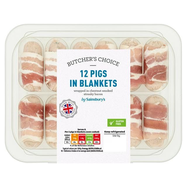 Sainsbury's Butcher's Choice British Pork & British Bacon Pigs In Blankets x12 260g - gallery image 1