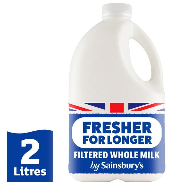 Sainsbury's 2L British Fresher for Longer Filtered Whole Milk - gallery image 1