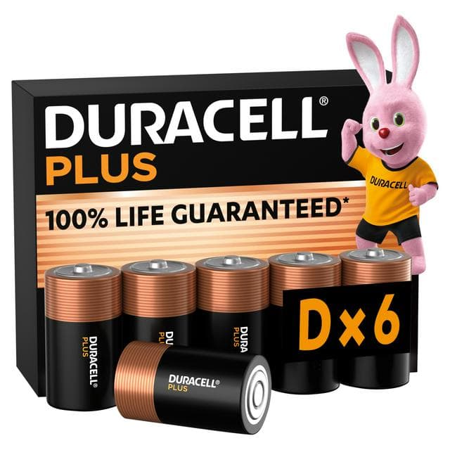 Duracell Plus Alkaline D Batteries, pack of 6 - gallery image 1
