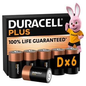 Duracell Plus Alkaline D Batteries, pack of 6
