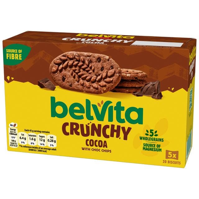 Belvita 5 x 45g Chocolate Chip Multipack Cereal Biscuit Snack Bars - gallery image 2