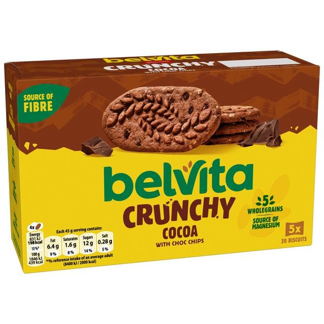 Belvita 5 x 45g Chocolate Chip Multipack Cereal Biscuit Snack Bars - gallery image 3
