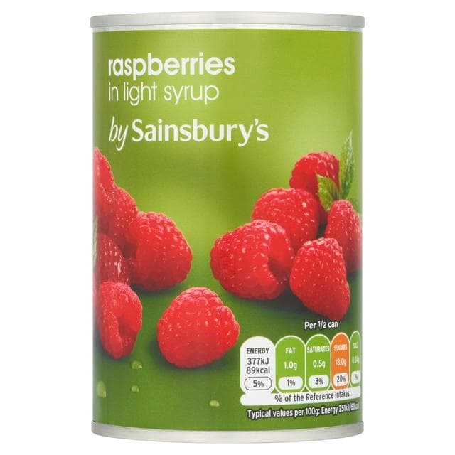 Sainsbury's Raspberries in Light Syrup 300g - gallery image 1