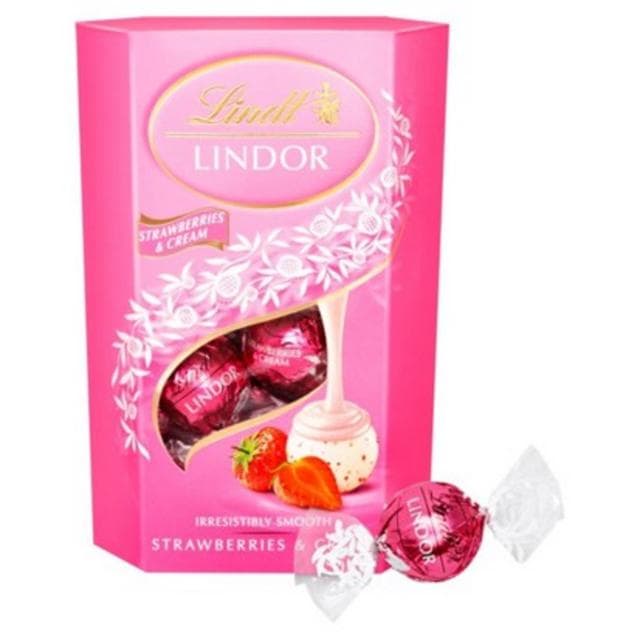 Lindt Lindor Strawberries & Cream Chocolate Truffles Box 200g - gallery image 2