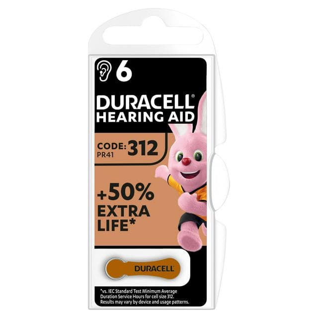 Duracell Hearing Aid Batteries Size 312, pack of 6 - gallery image 1