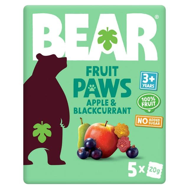 BEAR Paws Fruit Shapes Apple & Blackcurrant Multipack 5x20g - gallery image 1