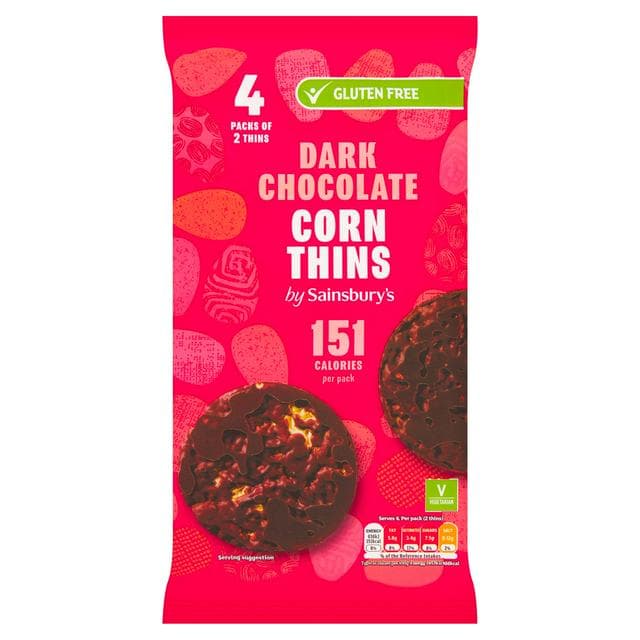 Sainsbury's Dark Chocolate Corn Thins 4x22.5g - gallery image 1