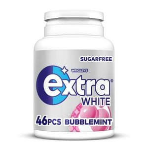 Extra White Bubblemint Sugarfree Chewing Gum Pieces Bottle x46