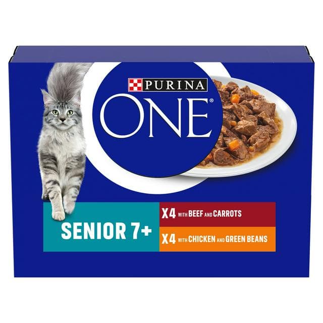 Purina One Senior 7+ Mini Fillets Chicken & Beef Wet Cat Food 8 x 85g - gallery image 1