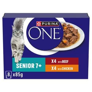 Purina One Senior 7+ Mini Fillets Chicken & Beef Wet Cat Food 8 x 85g