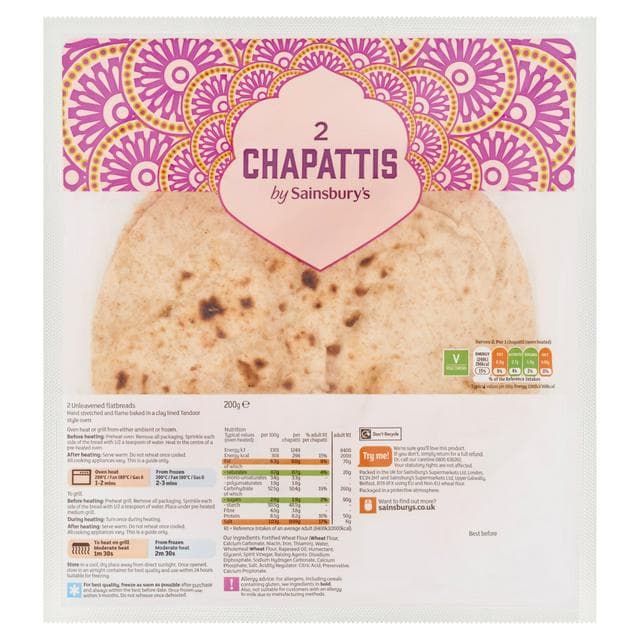 Sainsbury's Chapattis x2 200g - gallery image 1