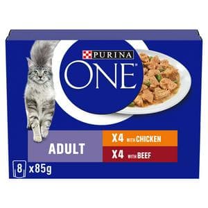 Purina One Mini Fillets Chicken & Beef Wet Cat Food 8 x 85g