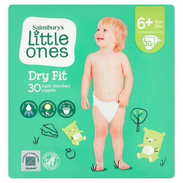 Sainsbury's Little Ones Dry Fit Size 6+ 30 Nappies - gallery image 1