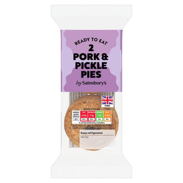 Sainsbury's Pork & Pickle Snack Pie x2 130g - gallery image 1