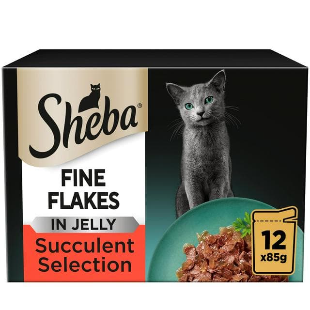 Sheba Fine Flakes 12 x 85g Succulent Selection in Jelly Adult Wet Cat Food Pouches - gallery image 1