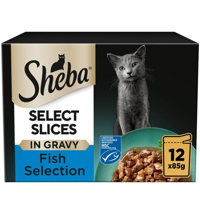 Sheba Select Slices Fish in Gravy Cat Food Pouches 12 x 85g - gallery image 1