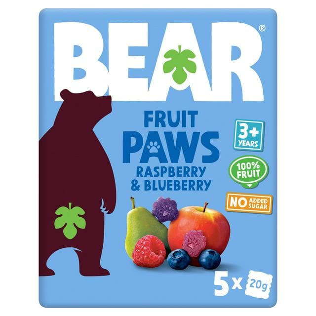 BEAR Paws Fruit Shapes Raspberry & Blueberry Multipack 5x20g - gallery image 1