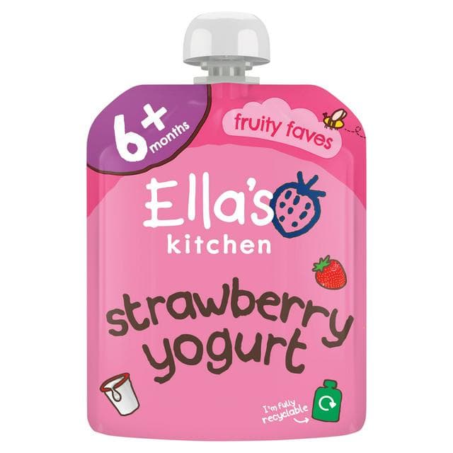 Ella's Kitchen Organic Strawberry Greek Style Yoghurt Baby Food Pouch 6+ Months 90g - gallery image 1