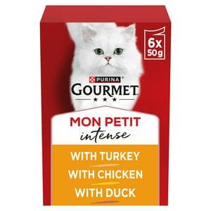 Gourmet Mon Petit Meaty Variety Duck, Chicken & Turkey Wet Cat Food 6 x 50g