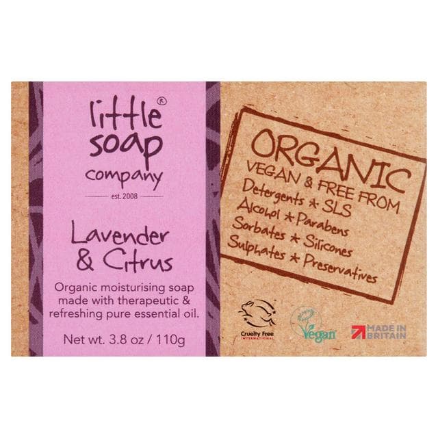 Little Soap Company Organic Bar Soap, English Lavender & Citrus 110g - gallery image 1