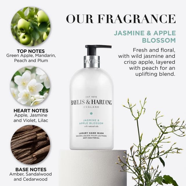 Baylis & Harding Signature Jasmine & Apple Blossom Anti Bacterial Hand Wash 500ml - gallery image 2