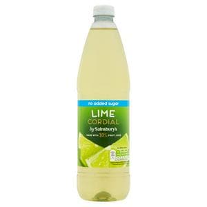 Sainsbury's Lime Cordial No Added Sugar 1L