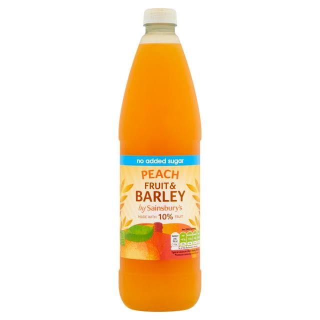 Sainsbury's Fruit and Barley Peach No added Sugar 1L - gallery image 1