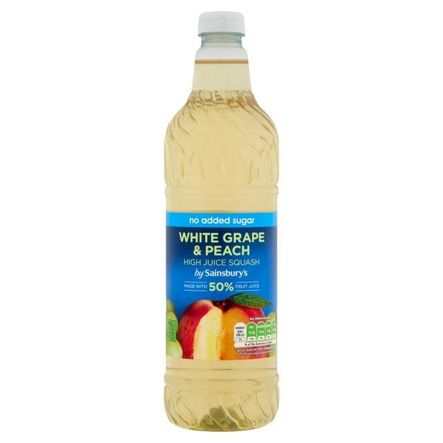 Sainsbury's High Juice Squash White Grape & Peach, No added Sugar 1L - gallery image 1