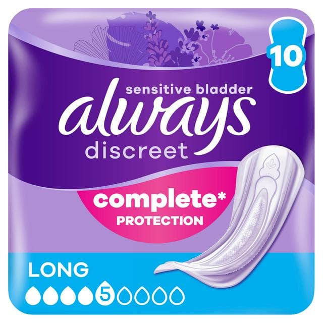 Always Discreet Incontinence Pads+ Long For Sensitive Bladder x10 - gallery image 1
