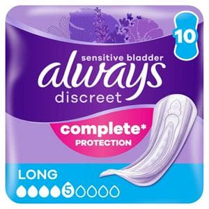 Always Discreet Incontinence Pads+ Long For Sensitive Bladder x10