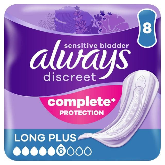 Always Discreet Incontinence Pads+ Long Plus For Sensitive Bladder x8 - gallery image 1