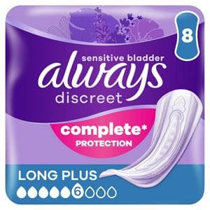 Always Discreet Incontinence Pads+ Long Plus For Sensitive Bladder x8