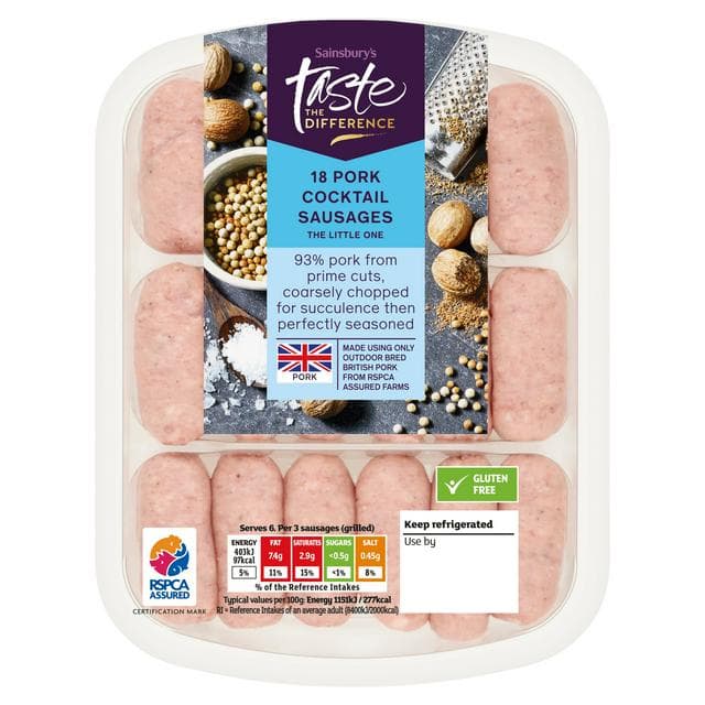 Sainsbury's British Pork Cocktail sausages, Taste the Difference x18 270g - gallery image 1