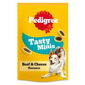 Pedigree Tasty Minis Adult Dog Treats Cheese & Beef Nibbles 140g