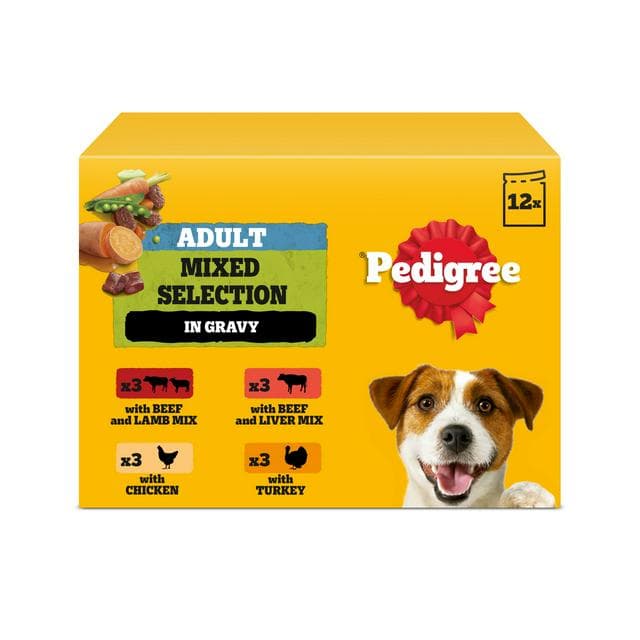 Pedigree Adult Wet Dog Food Pouches Mixed In Gravy 12x100g - gallery image 1