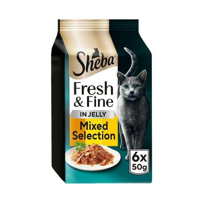 Sheba Fresh & Fine Chicken & Turkey in Jelly Wet Cat Food Pouches 6 x 50g - gallery image 1
