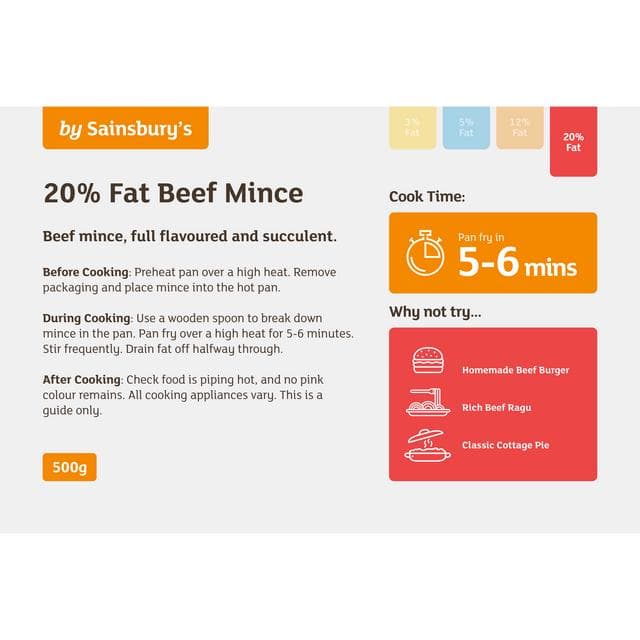 Sainsbury's British or Irish 20% Fat Beef Mince 500g - gallery image 2