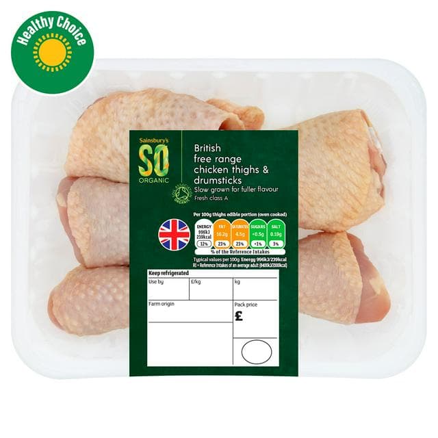 Sainsbury's (Approx. 650g) British Free Range Chicken Thigh & Drumsticks, SO Organic - gallery image 1