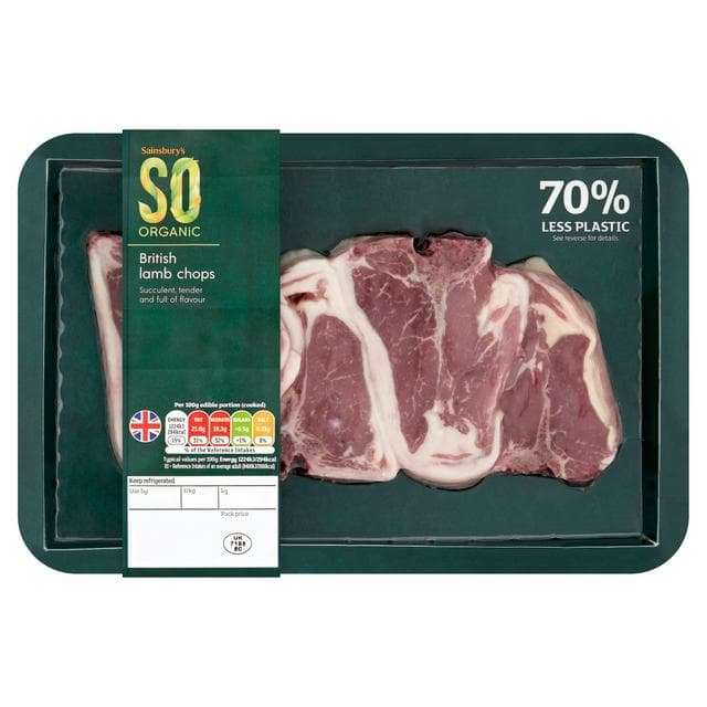 Sainsbury's So Organic British Lamb Chops, approx 325g - gallery image 1