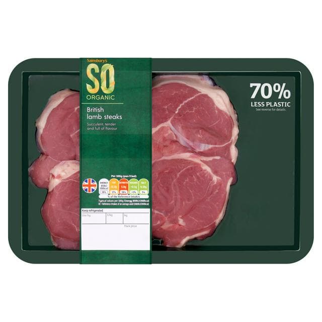 Sainsbury's So Organic British Lamb Steaks, approx 270g - gallery image 1