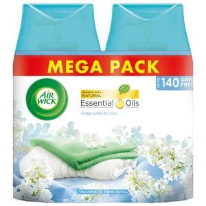 Air Wick Freshmatic twin Refill, Crisp Linen & Lilac Air Freshener 250ml