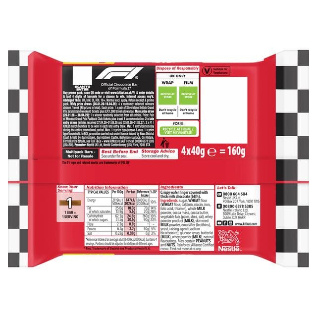 KitKat Chunky Milk Chocolate Bar Multipack x4 40g - gallery image 2
