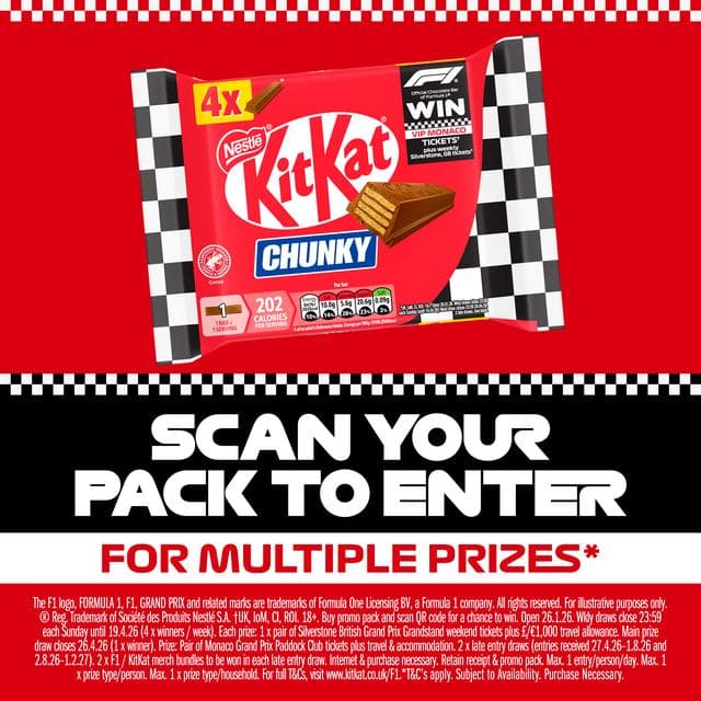 KitKat Chunky Milk Chocolate Bar Multipack x4 40g - gallery image 3