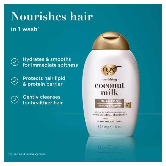 OGX Coconut Milk Shampoo for Dry & Damaged Hair 385ml - gallery image 3