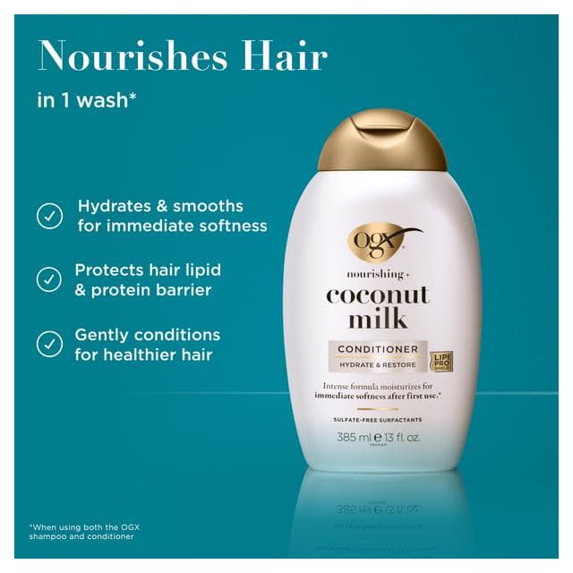 OGX Coconut Milk Conditioner for Dry & Damaged Hair 385ml - gallery image 3