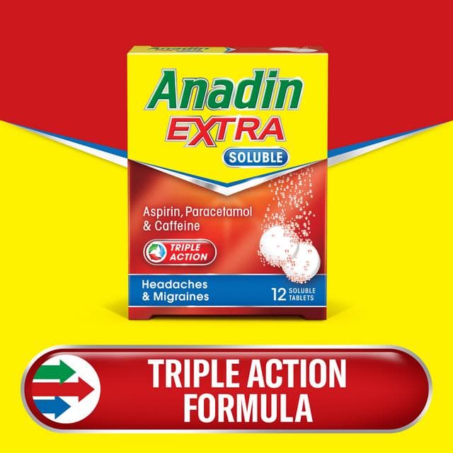 Anadin Extra Soluble Aspirin Paracetamol & Caffeine Tablets x12 - gallery image 2