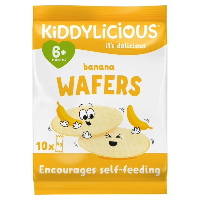 Kiddylicious Banana Maxi Wafers Baby Snacks 10x4g - gallery image 1