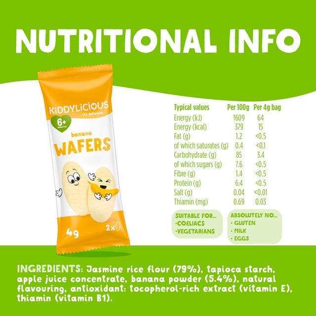 Kiddylicious Banana Maxi Wafers Baby Snacks 10x4g - gallery image 3